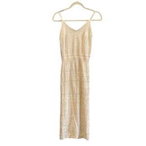 Freshman 1996 Cream Crochet Boho Beachy Lace Maxi Dress Small